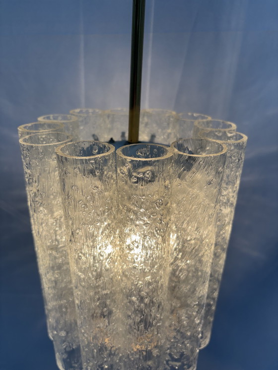 Image 1 of Suspension vintage Doria Leuchten tubes en verre glacé 1960/70