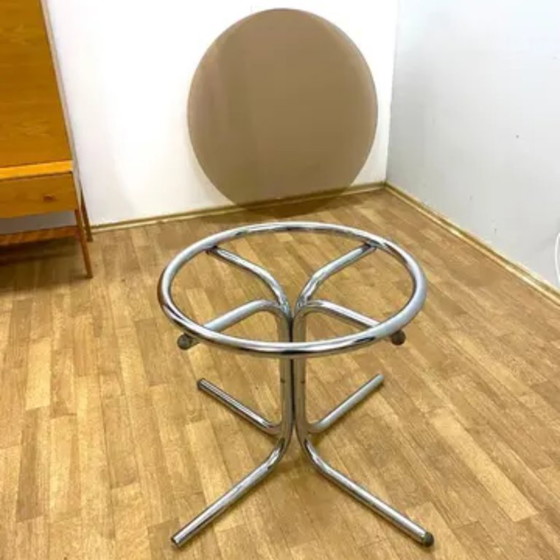 Image 1 of Glass Coffee Table, Chrome Base, 1970s