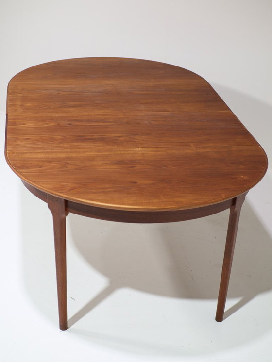Image 1 of Extendable round dining table oval Danish teak vintage