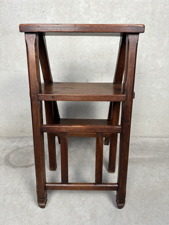 Image 1 of Sgabello/sedia antico da biblioteca