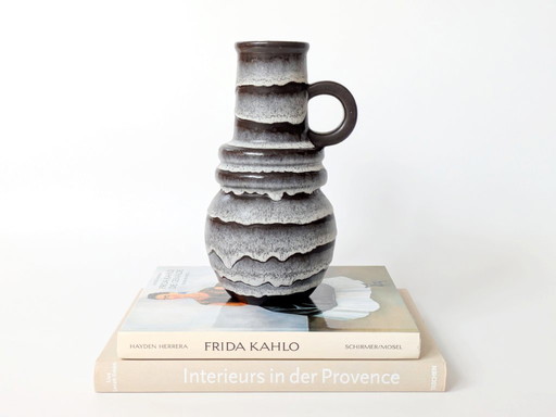 1960s Scheurich Ceramic Pitcher Vase | Black and White | West German Pottery