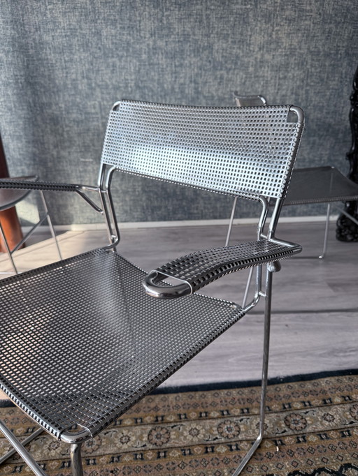 Ensemble de 3 chaises en chrome empilables "Sultana" par Arrben International, vers les années 80