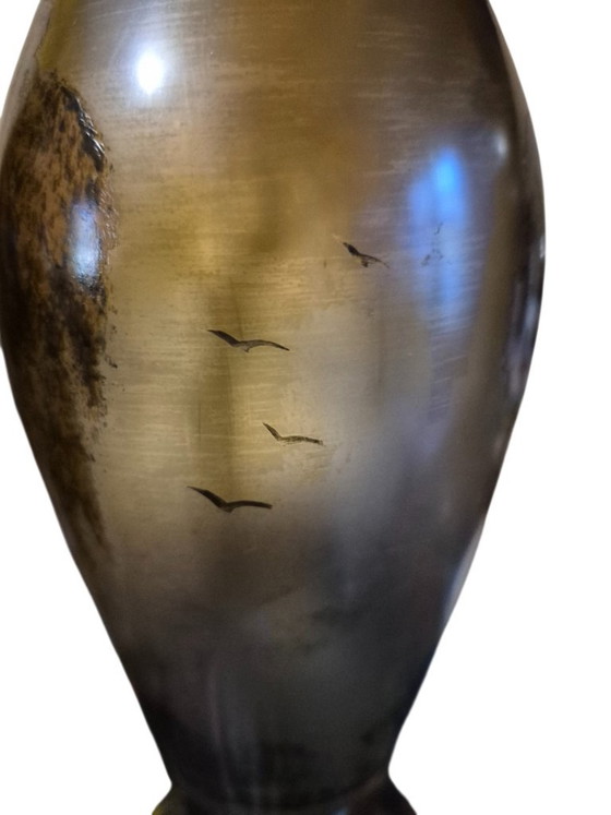 Paire de vases en verre peints à la main, Michel Nancy, Marron, Art Nouveau (photo 17 sur 23)