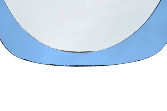 Ovale blauwe spiegel, 59x79 cm, toegeschreven aan Fontana Arte, 1970 – Glass (photo 3 of 6)