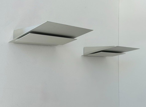 Pareja de apliques vintage, fundición de aluminio, Francia 1970