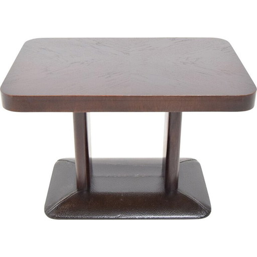 Mesa de centro vintage de madera y metal de Jindrich Halabala, Checoslovaquia, 1930