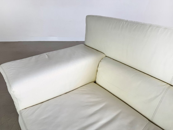 Image 1 of Original Knoll Brigadier two-seater leather white Cini Boeri 1980