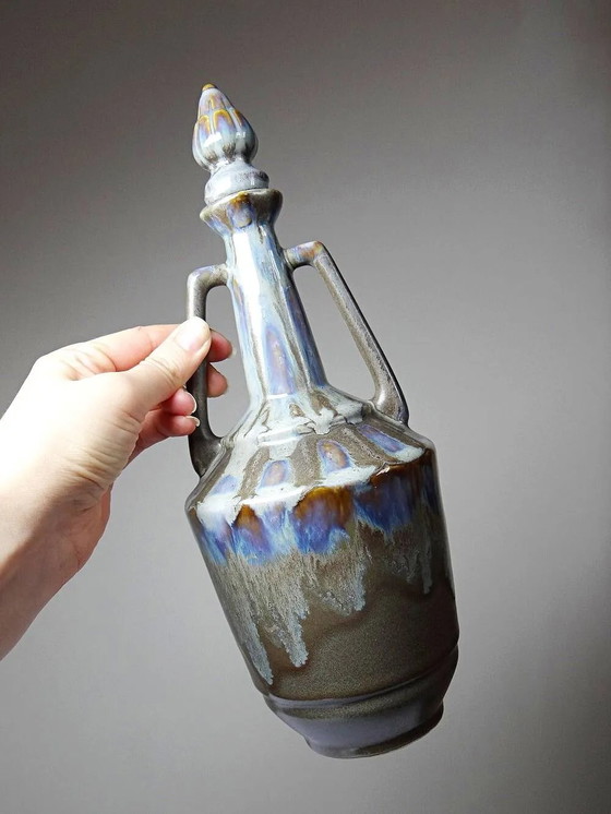 Bottiglia vintage in gres con smalto fiammato, Francia . – Bicchieri e caraffe, Porcellana, Sughero (photo 13 of 14)