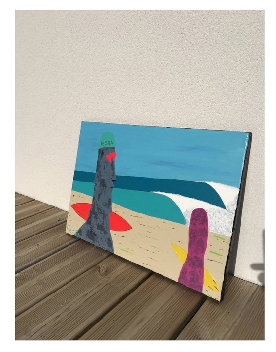 Image 1 of Acrylique sur papier châssis entoilé.  Format 55x38cm 