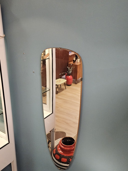 Vintage Long Organic Mirror Wooden Edge Wall Mirror 