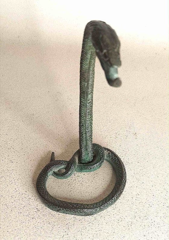 Image 1 of Cobra Bronze Pocket Watch Holder by Edgar Brandt, Art Deco Style
