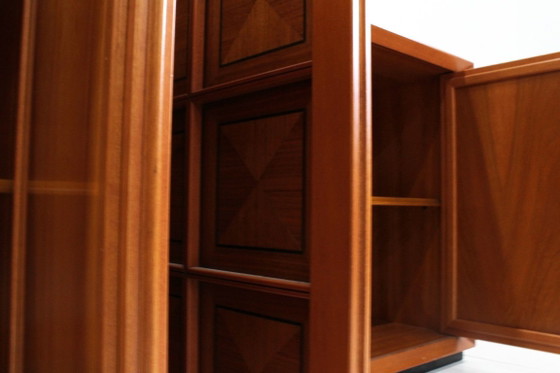 Buffet bas brutaliste italien Caccia alla Volpe par Linea Arredo, Bois, Marron, Vintage (photo 8 sur 10)