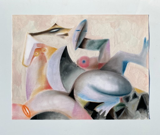 Composition cubiste et érotique de N.Boéri Véfour. France années 80