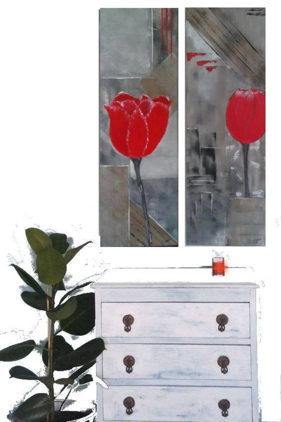 Image 1 of 2 tulip paintings