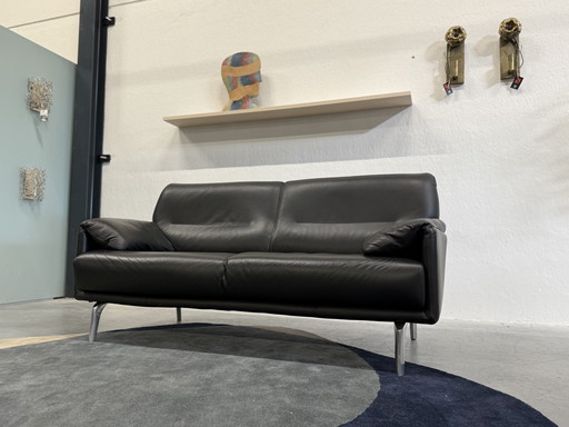 Leolux Bora Balanza Sofa hoch 2,5 Sitzer schwarz Leder