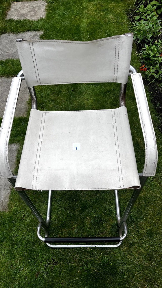 Image 1 of 4 x Tabourets de bar vintage blanc + chrome