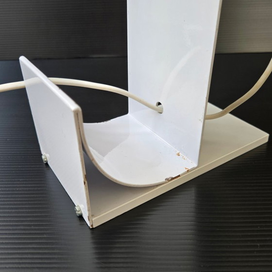 Image 1 of SUPERB VINTAGE LAMP 1970-1980 IN WHITE LACQUERED BENT METAL, 70S, 80S, 1980S DESIGN