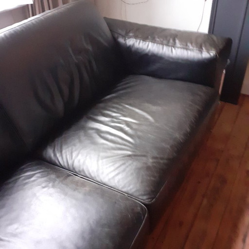 Natuzzi Sofa aus schwarzem Leder