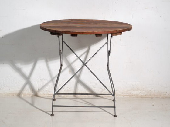 Antique folding garden table in wood and iron – Central Europe, circa 1950 – Rustic (photo 32 of 40)