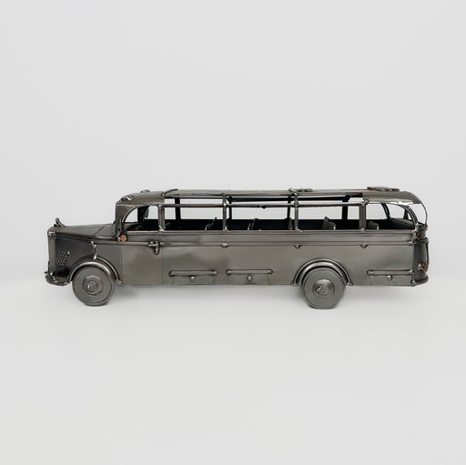 American metal bus from Mercedes as a decorative object