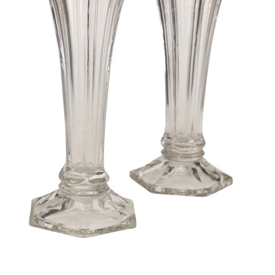 Pair of Clear Vases Val Saint Lambert Luxval Americain 23cm – Glass (photo 9 of 13)