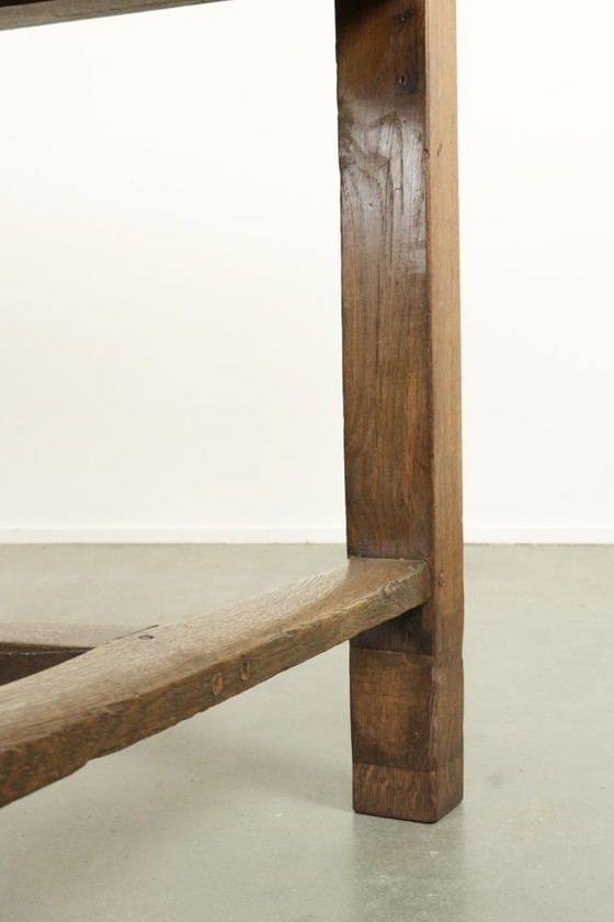 Image 1 of Large antique French farmhouse dining table made of oak from the early 1800s