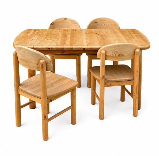 Set da pranzo Rainer Daumiller in pino, composto da 6 pezzi, con tavolo allungabile. – eetkamerset, Wood