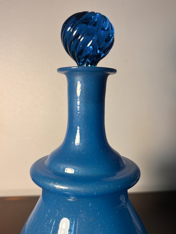 Image 1 of Blue flag carafe Opaline de Bercy