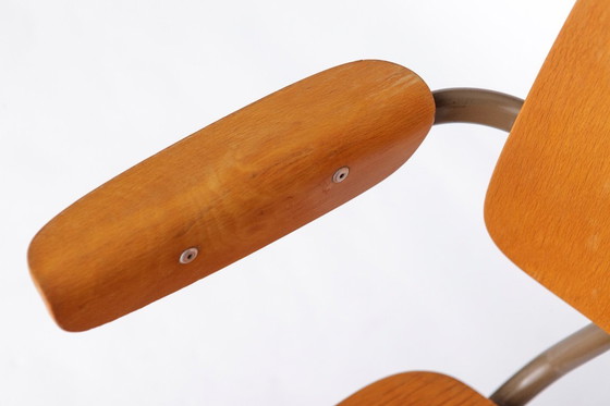 Image 1 of Set of 6 Kho Liang Ie Stackable Chairs – CAR Katwijk, 1950s Mid-Century Modern, Beech Plywood & Metal, Dutch Design Vintage Chai