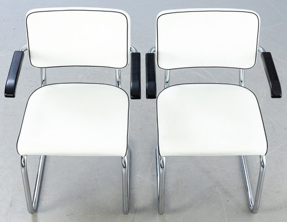Thonet Freischwinger S64 Jil Sander avec cuir et rembourrage – Chaises de salle à manger, Bois (photo 3 of 9)