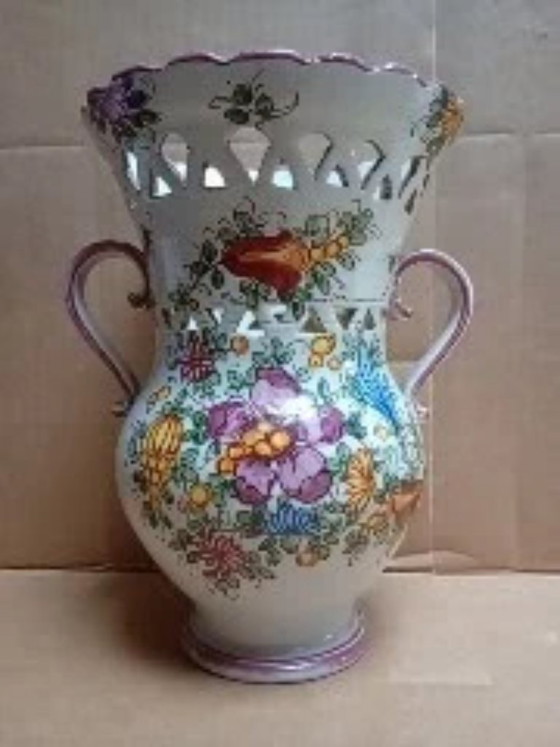 Image 1 of Colorful Italian Majolica Vase – Daliu Italy – Hand-painted
