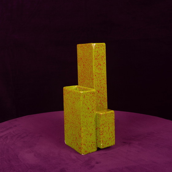 Geometrische dubbelkoloms keramische vaas Space Age, Italië 1970 – Plantenbak, Ceramic (photo 4 of 20)