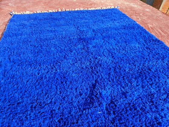 Large Beni Ouarain Berber rug in Majorelle blue, 300x200 cm, thick wool, Rugs & carpets, Cotton (photo 16 of 17)