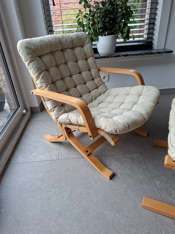 Poltrona lounge scandinava vintage + poggiapiedi anni 60/70 – Divani 2 posti, Textile, Wood (photo 6 of 22)