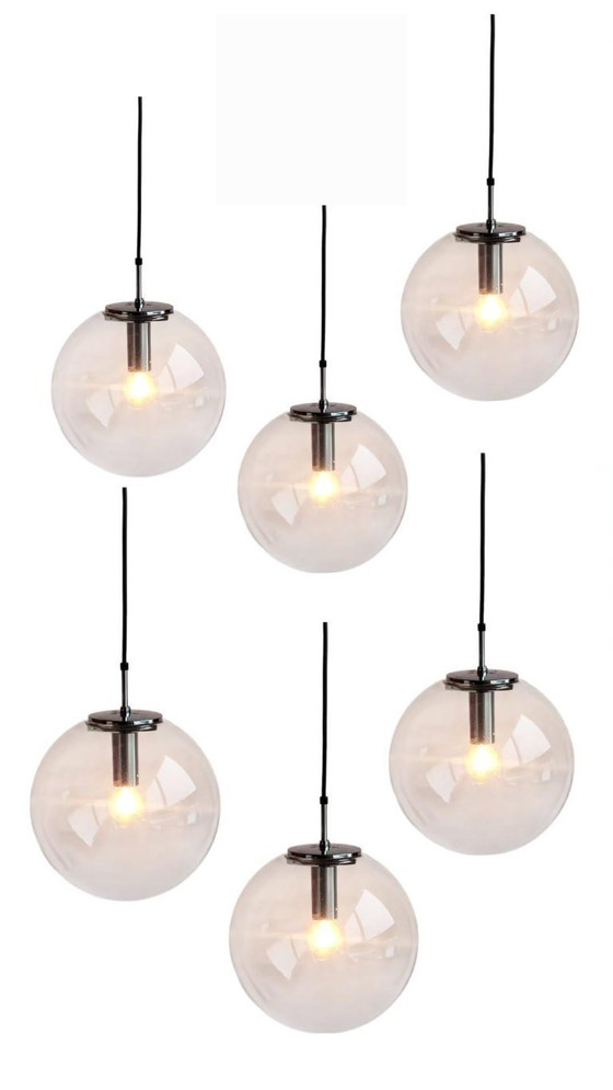 Image 1 of 6x Glashutte Limburg pendant lights 1970s