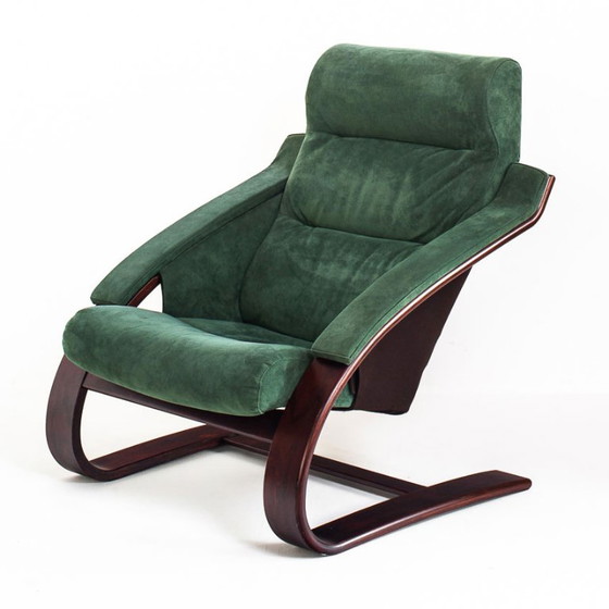 Fauteuil vintage en Alcantara. Åke Fribyter pour Nelo Möbel. Suède. Années 1990. – Wood (photo 3 of 11)