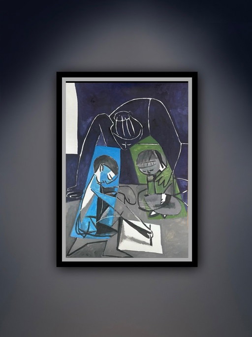 Pablo Picasso: "Claude Drawing Francoise and Paloma, 1954." Officially Printed in France, Succession Picasso, Paris 2021.