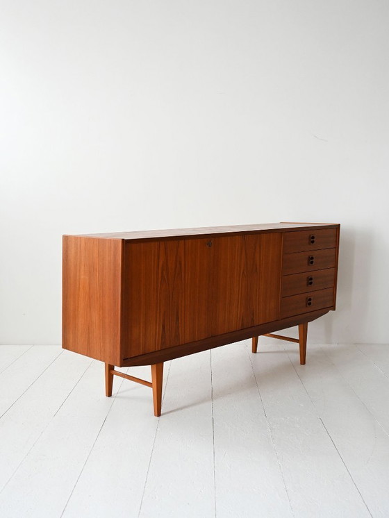 Image 1 of Credenza scandinava d'epoca in teak con venature sorprendenti