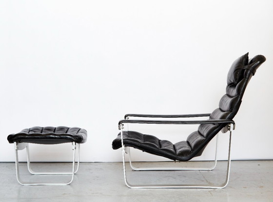 Image 1 of Fauteuil lounge et ottoman Ilmari Lappalainen "Pulkka" pour ASKO