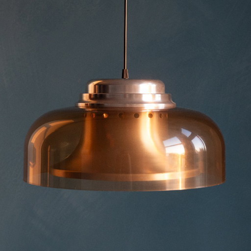 Space Age Herda Pendant Lamp with Amber Plexiglass Shade