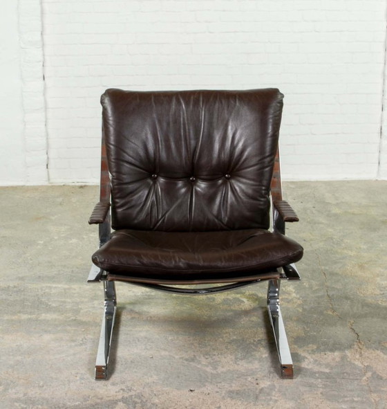 Image 1 of Rare Mid-Century Design 'Pirate' Easy Chair with Armrest by Elsa and Nordahl Solheim for Rykken. Norway, 1973.