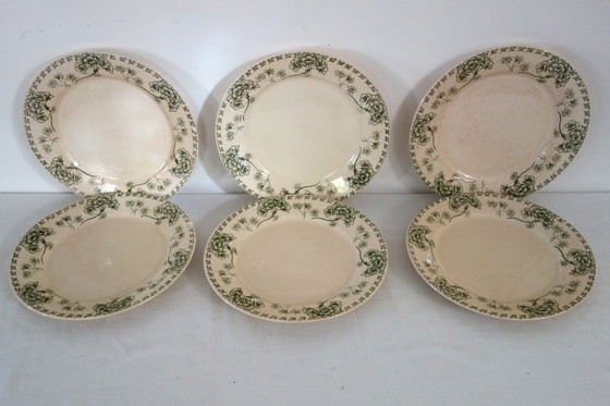 Image 1 of 6 flat ironstone plates "Palmyre" Sarreguemines