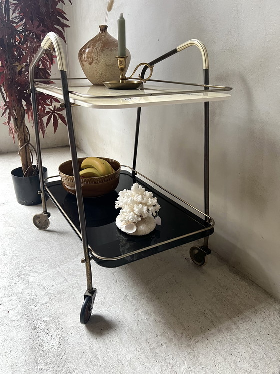 Image 1 of Serving trolley bar cart 1950s/60s with glass shelves