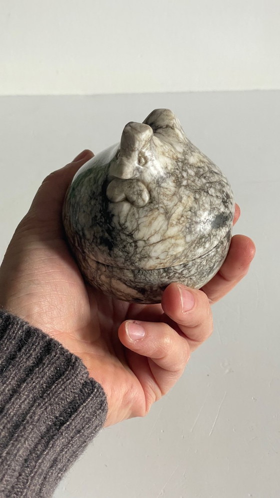 Image 1 of Vintage Marble Hen with Eggs Sculpture