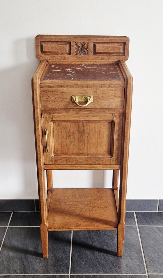 Image 1 of Art Deco furniture - Solid oak and marbled - 1920