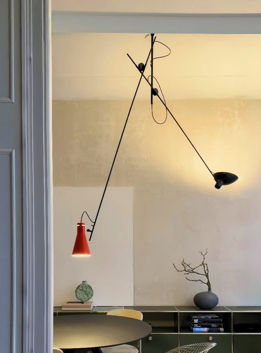 Astep VV Cinquanta hanglamp, zwart/rood – hanglampen, Plastic, Metal