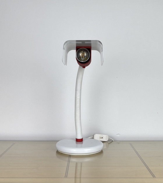 Image 1 of Lampe vintage, années 1970, Targetti Sankey, Italie années 70, Lampe col de cygne réglable blanche, Space Age, Mid Century, Pop 