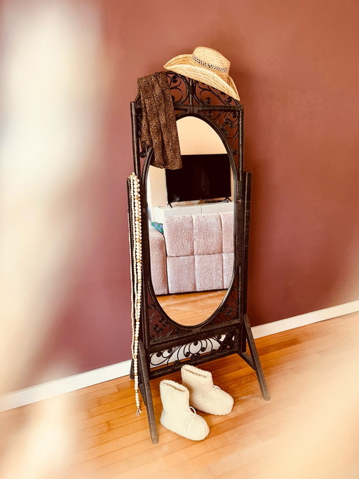 Vintage Manou Rotan passpiegel