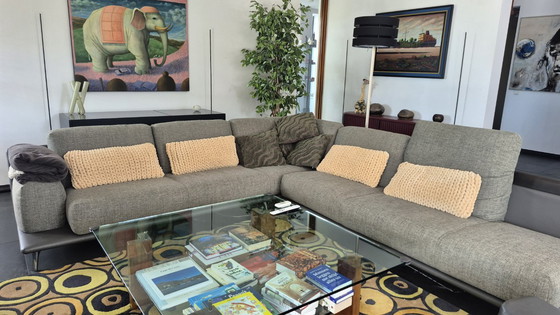 Image 1 of Leolux Paleta hoekbank combinatie leer/stof