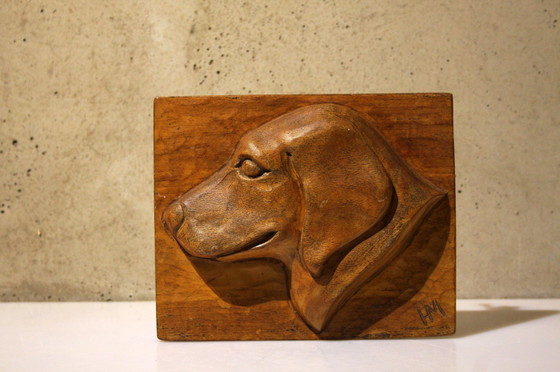 Image 1 of Labrador - Wood Carving - Door Handle - Door Pusher - Front Door Fine Door Knob or Door Pusher With a Wood Carving of a Labrador